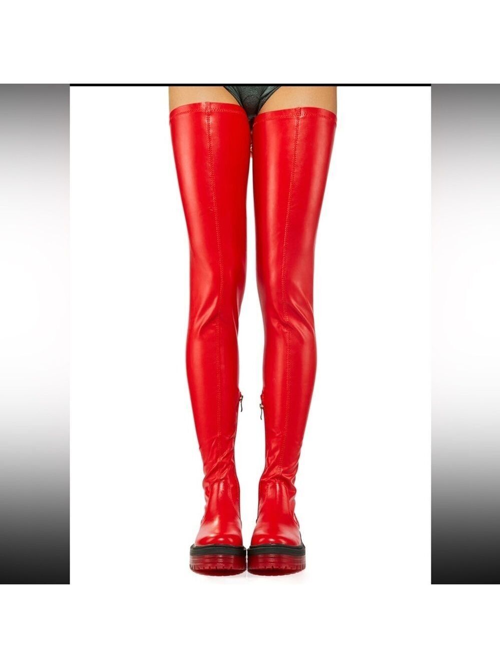 NIB Dolls Kill Azalea Wang Euro Thigh High Boots Surgplatform in Red